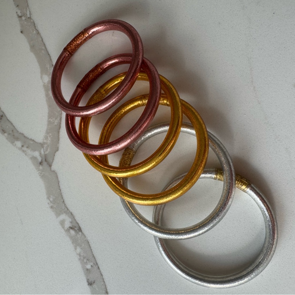 Medium Metallic Bangle Set for Kids - Gold, Silver, Pink